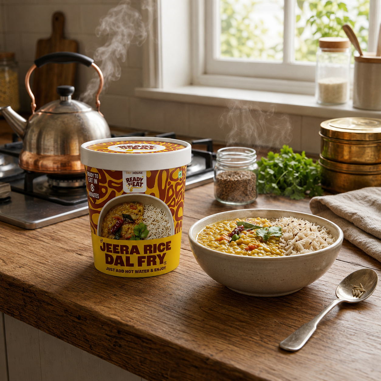 Jeera Rice-Dal Fry Ready to Eat Meal Cup - Image 2