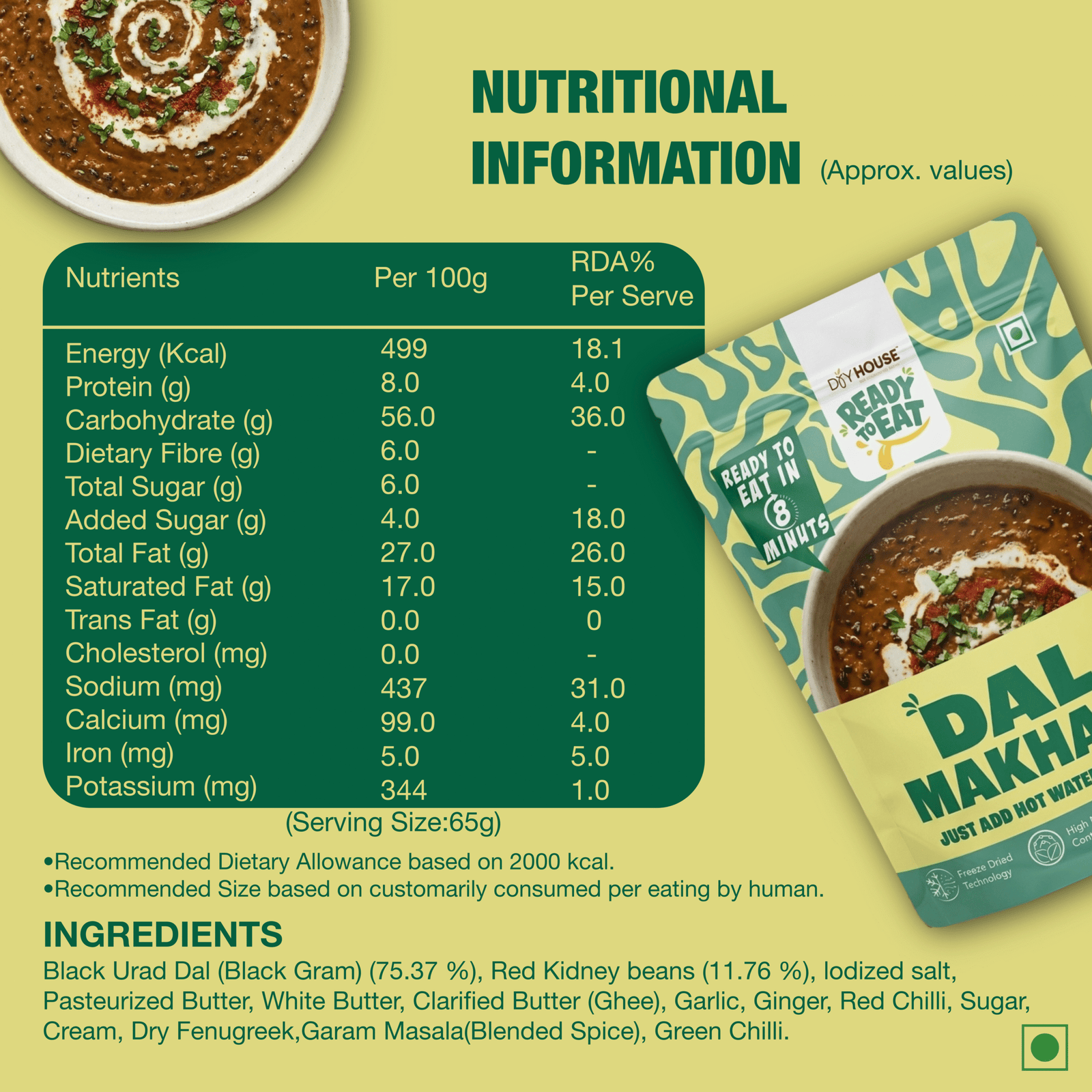 Dal Makhani Ready to Eat Meal Pouch - Image 5