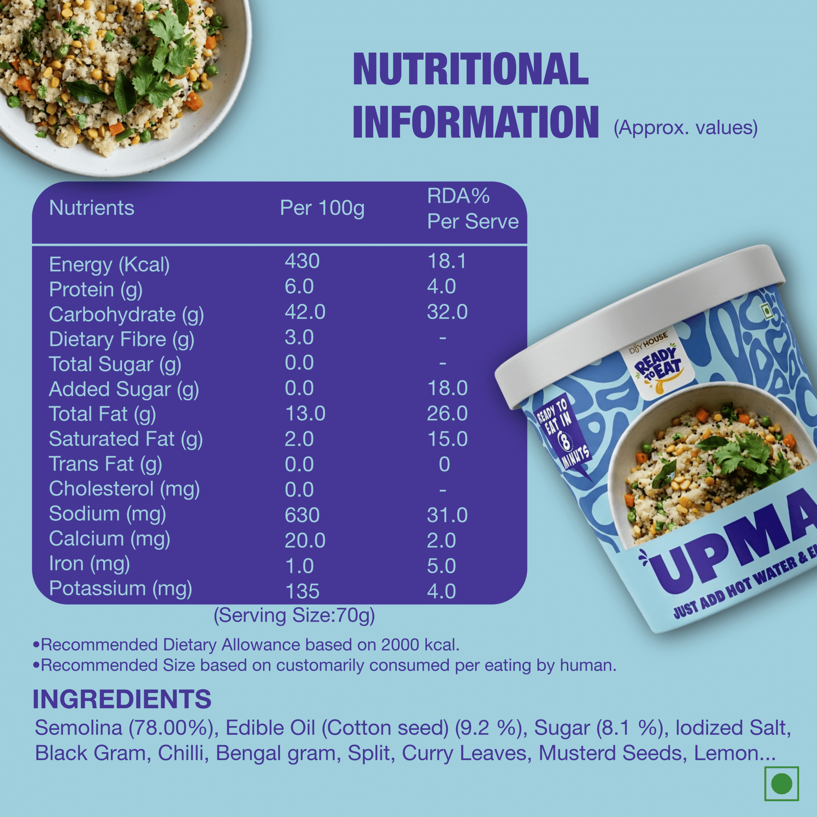 Upma Ready to Eat Meal Cup - Image 5