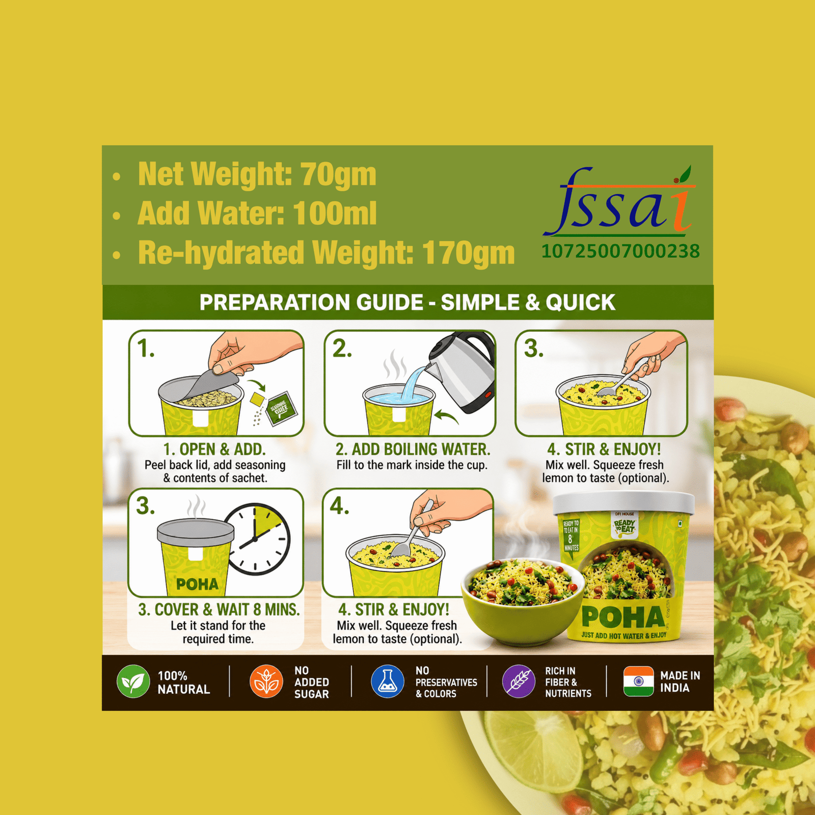 Poha Ready to Eat Meal Cup - Image 3