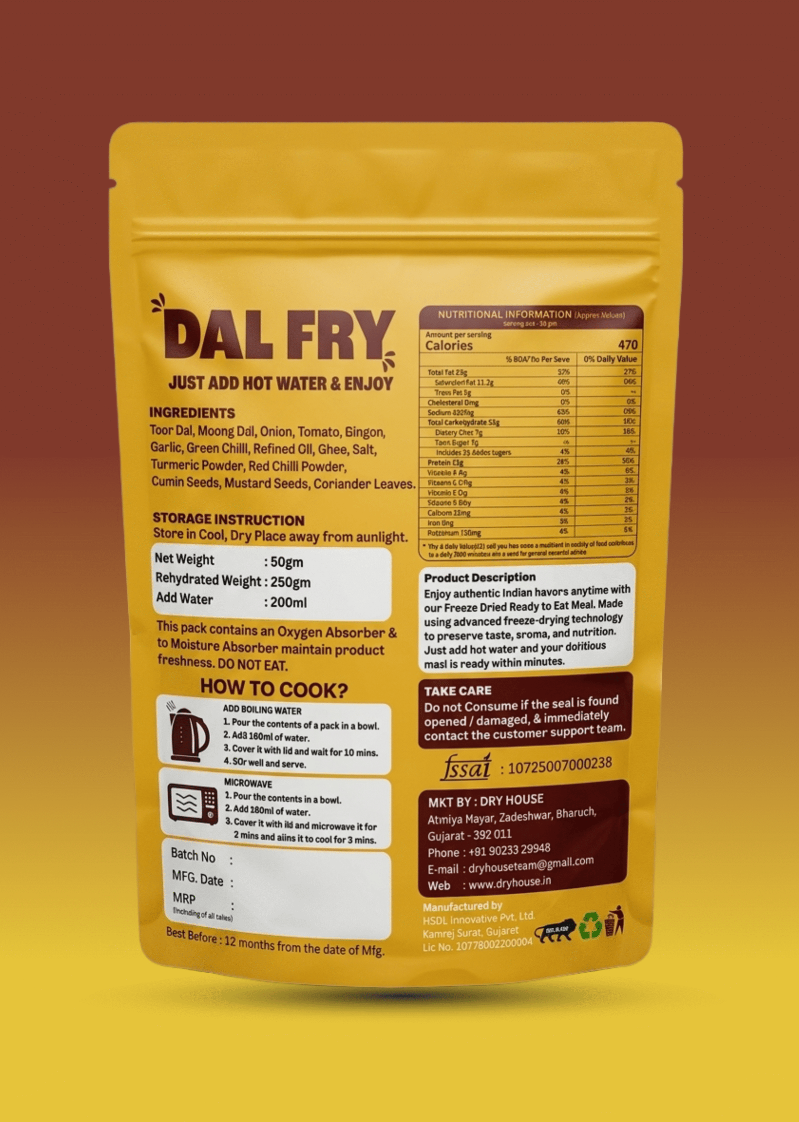 Dal Fry Ready to Eat Meal Pouch