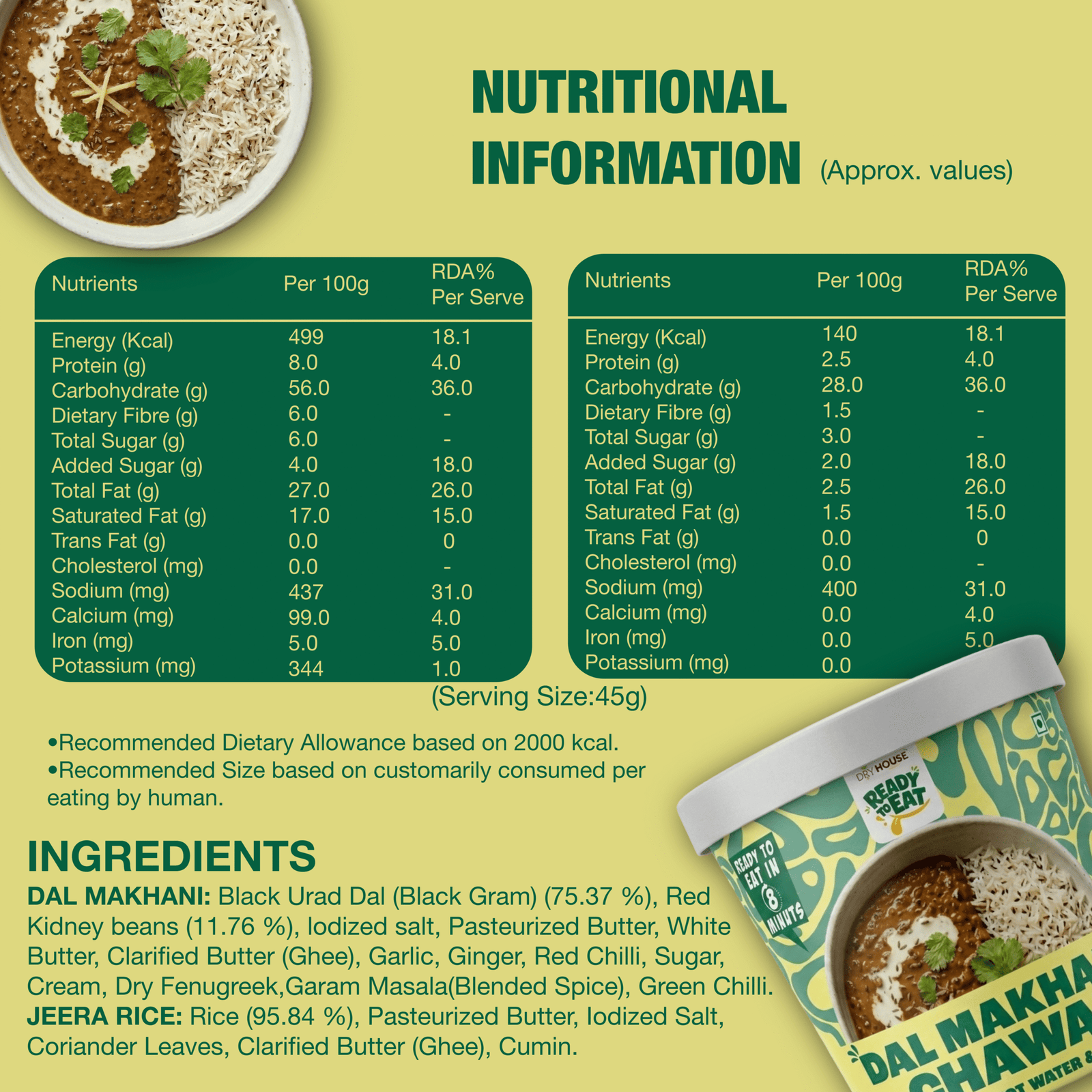 Dal Makhani- Jeera Rice Ready to Eat Meal Cup - Image 5
