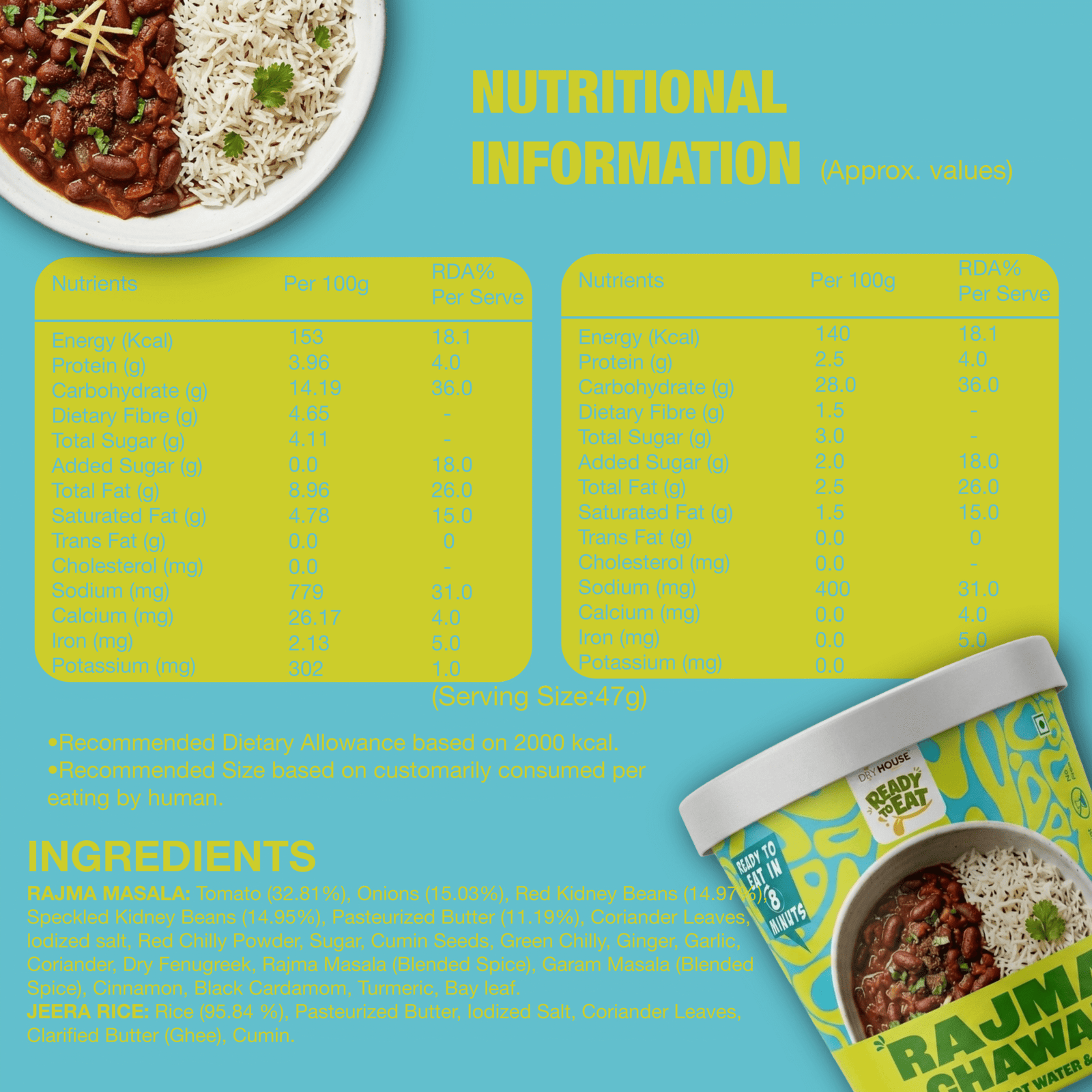 Rajma Masala- Jeera Rice Ready to Eat Meal Cup - Image 5