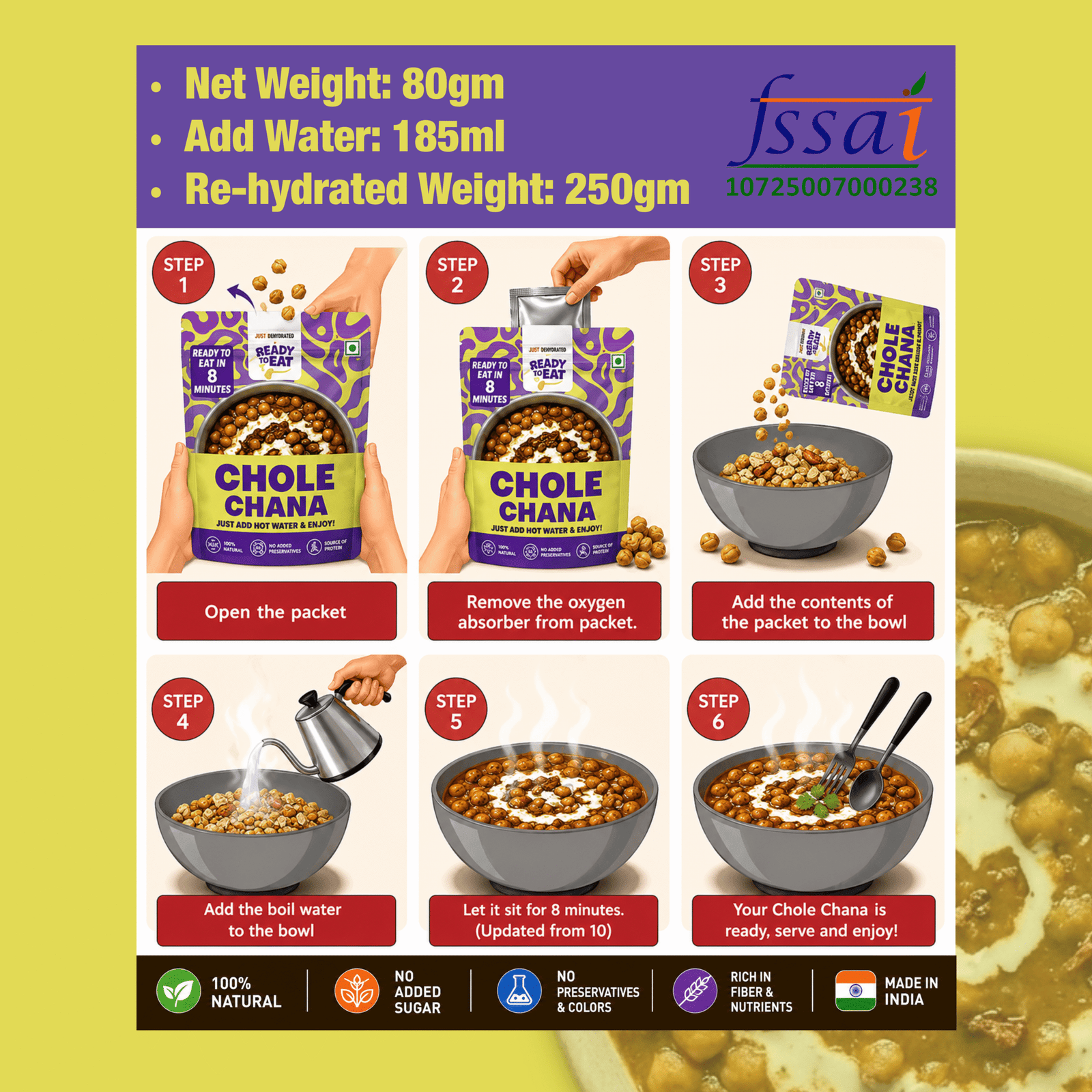Chole Chana Ready to Eat Meal Pouch - Image 3