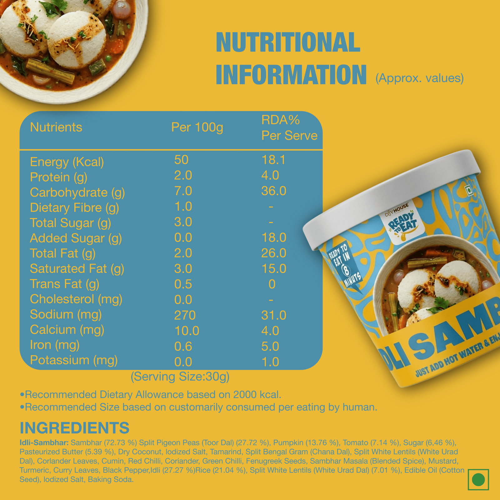 Idli-Sambhar Ready to Eat Meal Cup - Image 5