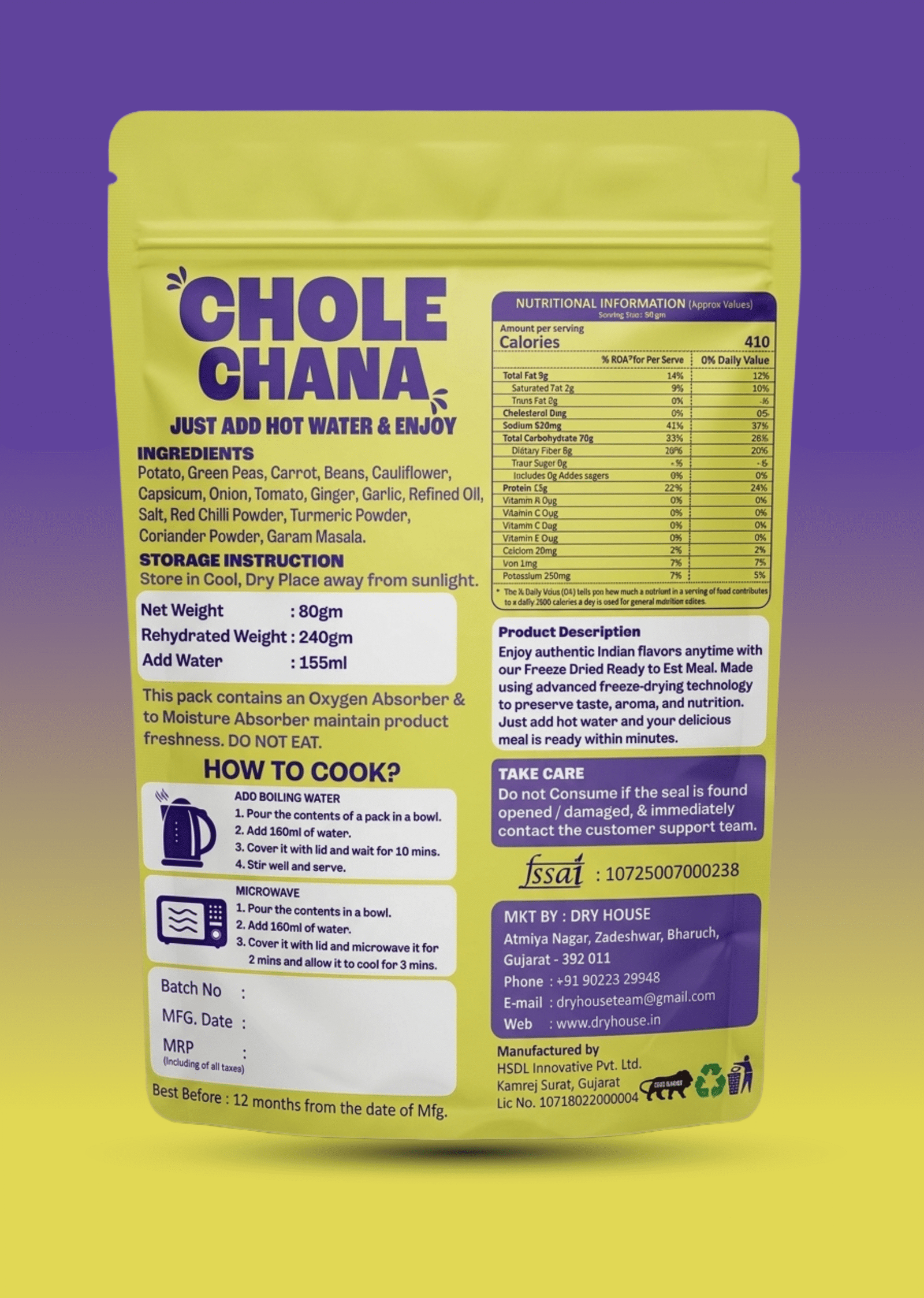 Chole Chana Ready to Eat Meal Pouch
