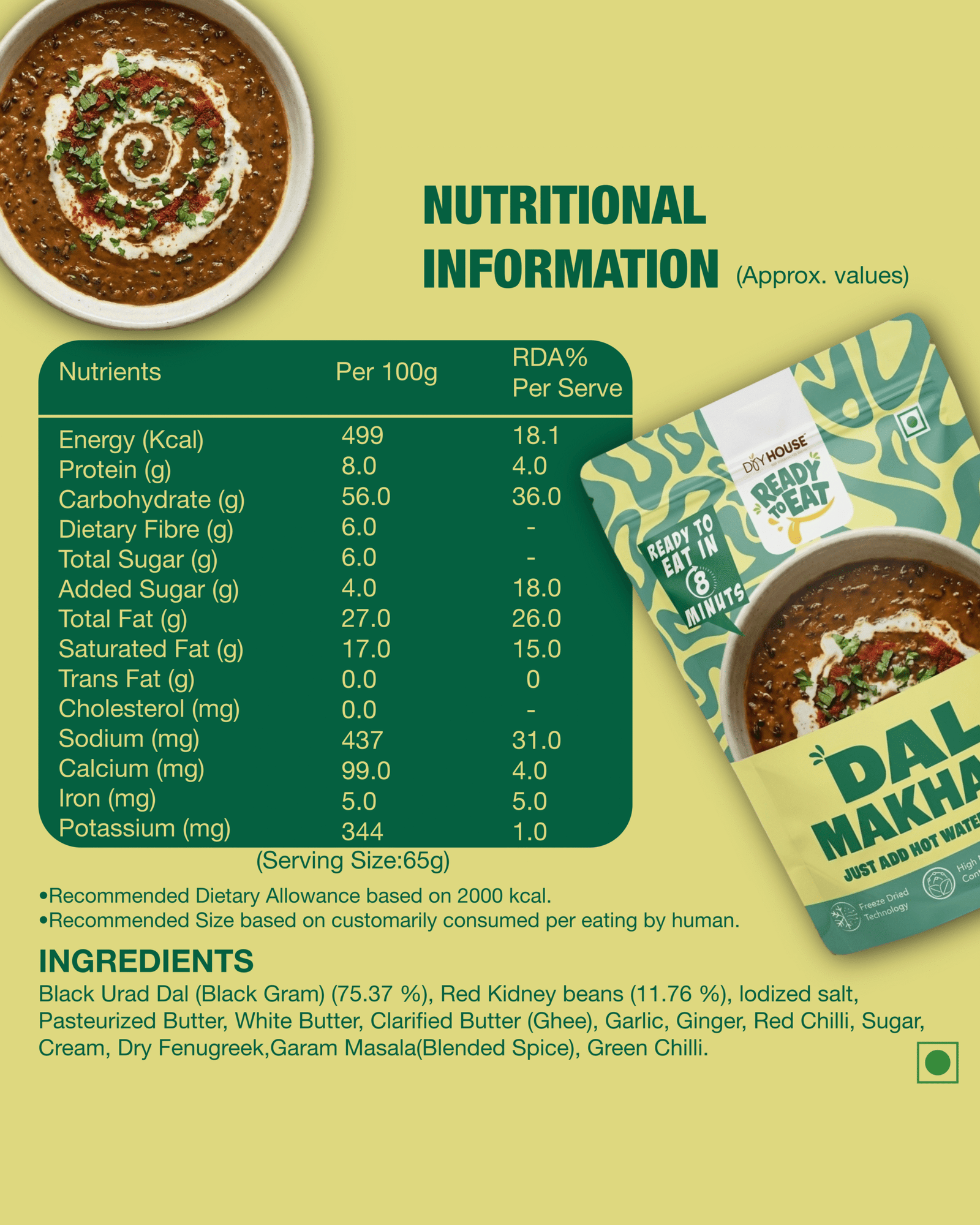 Dal Makhani Ready to Eat Meal Pouch - Image 5