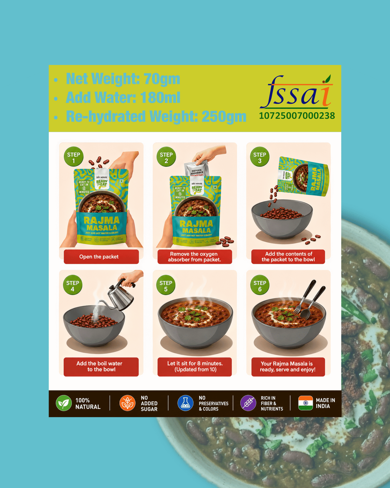 Rajma Masala Ready to Eat Meal Pouch - Image 4