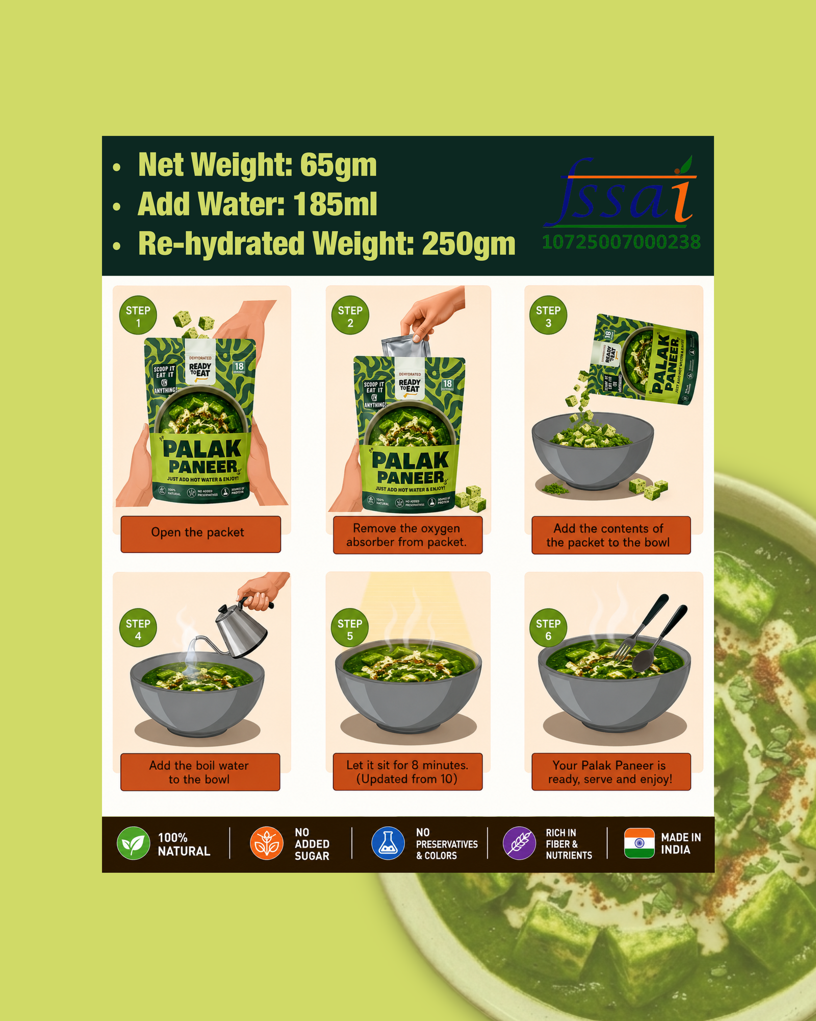 Palak Paneer Ready to Eat Meal Pouch - Image 4
