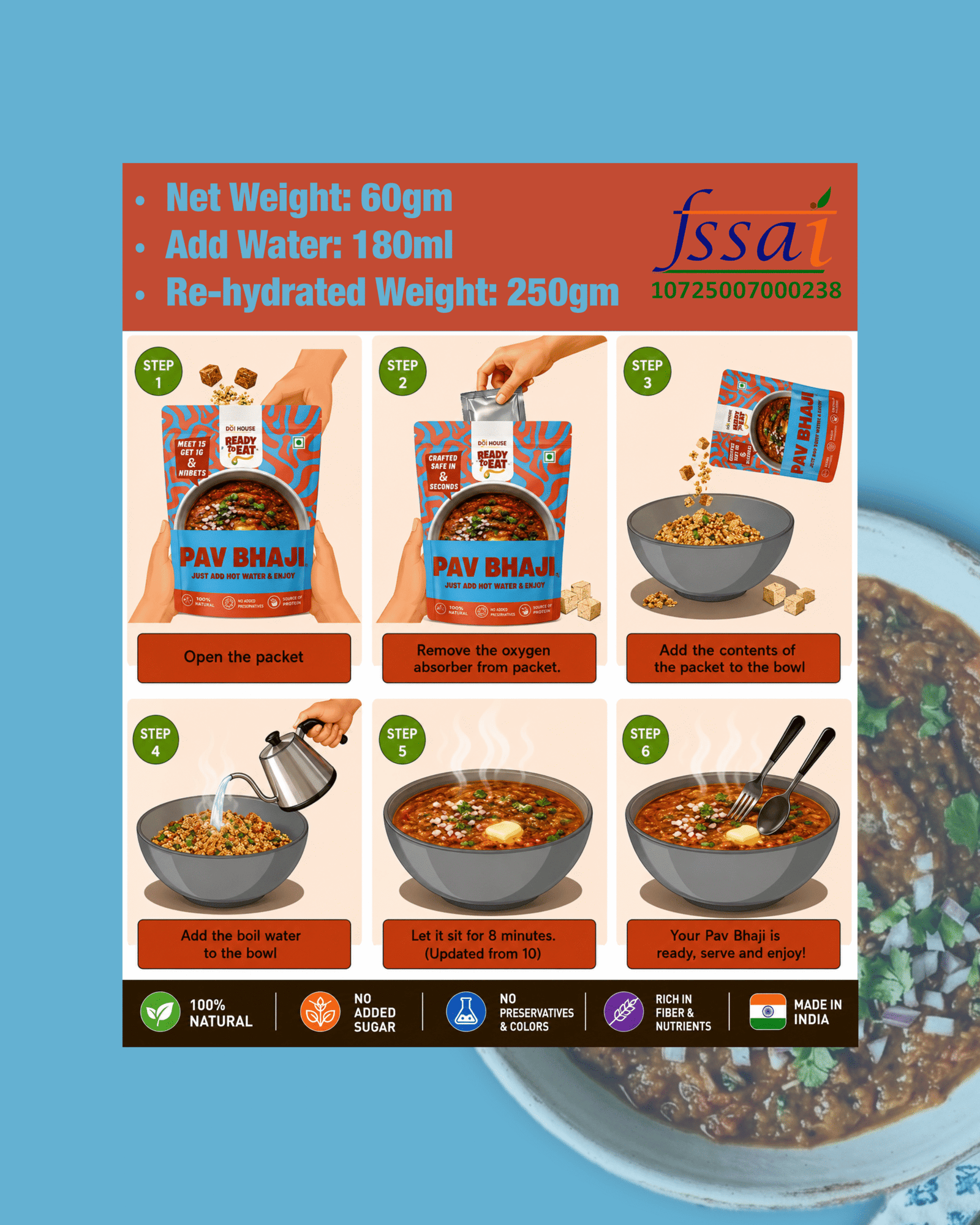 Pav Bhaji Ready to Eat Meal Pouch - Image 4